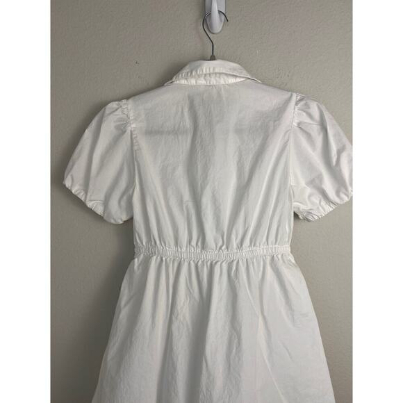 J.Crew Factory Petite collared short-sleeve tie-waist mini dress White 0P - Picture 9 of 15